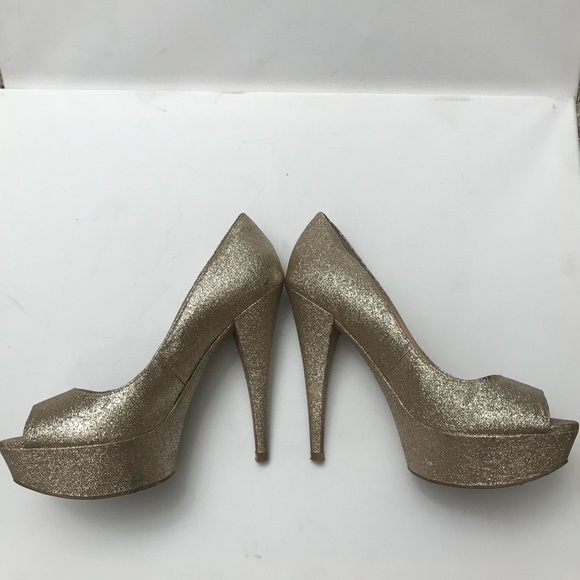 Enzo Angiolini Gold Glitter Sparkly Heels Sz 7 - Picture 3 of 8